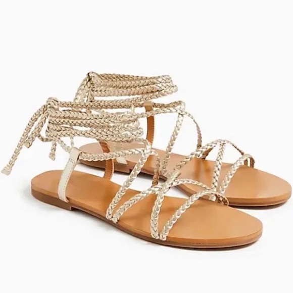 J. Crew Shoes - J. Crew Braided lace-up sandals Metallic Gold women’s size 9 new in box